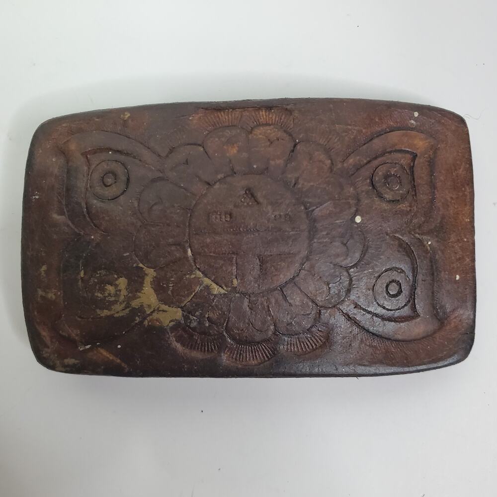 Vintage Leather Hand Tooled Southwest Style Belt Buckle Butterfly floral